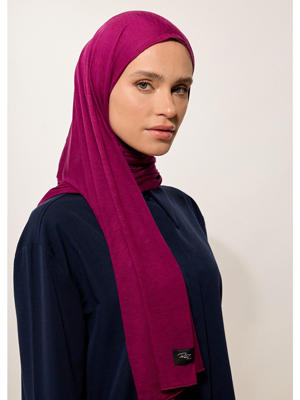 Fuşya Tesettür Şal - Koyu Vişne Penye-1