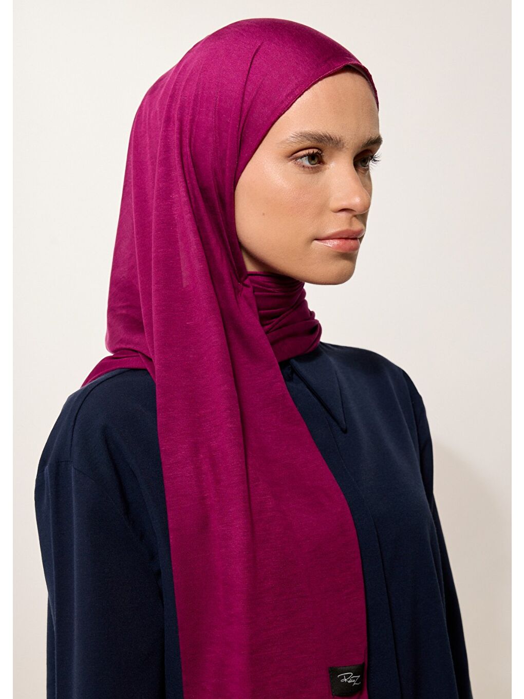 Fuşya Tesettür Şal - Koyu Vişne Penye-3