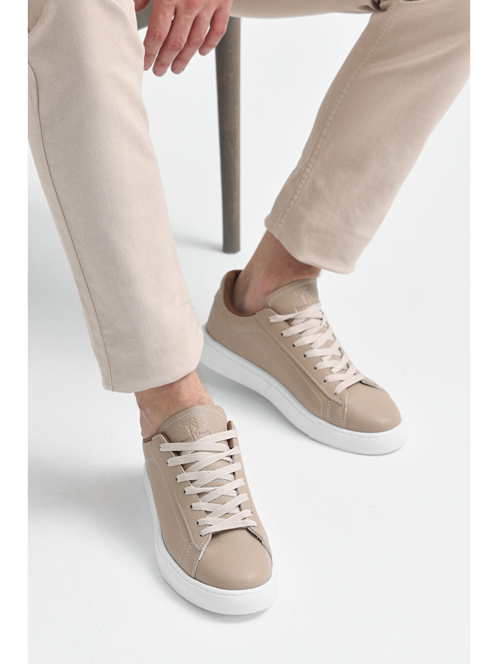 Erkek Bej Poli Taban Bağcıklı Günlük Spor Ayakkabı-1