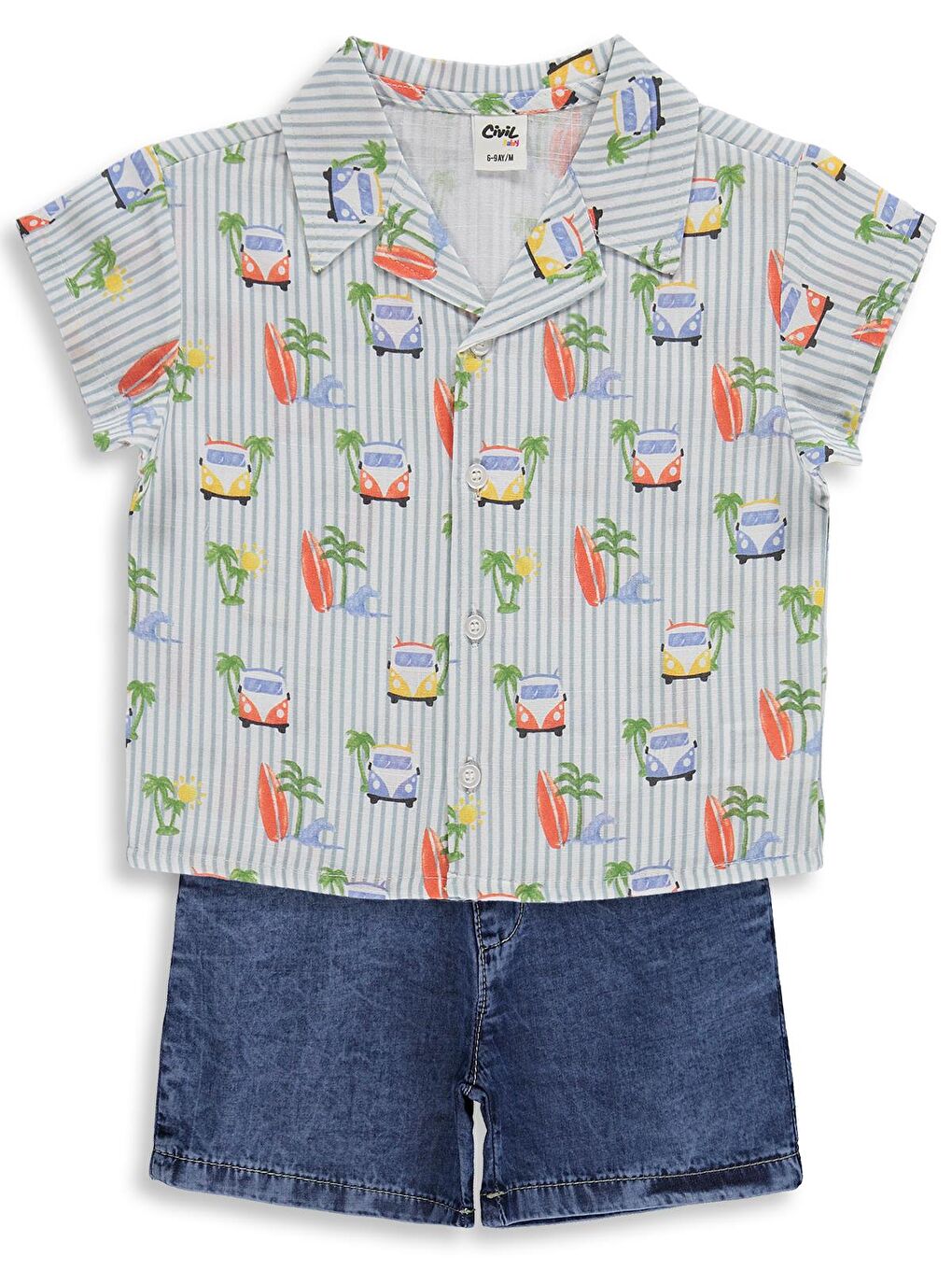 Baby Erkek Bebek Araba Empirme 6-18 Ay Takım - Mavi