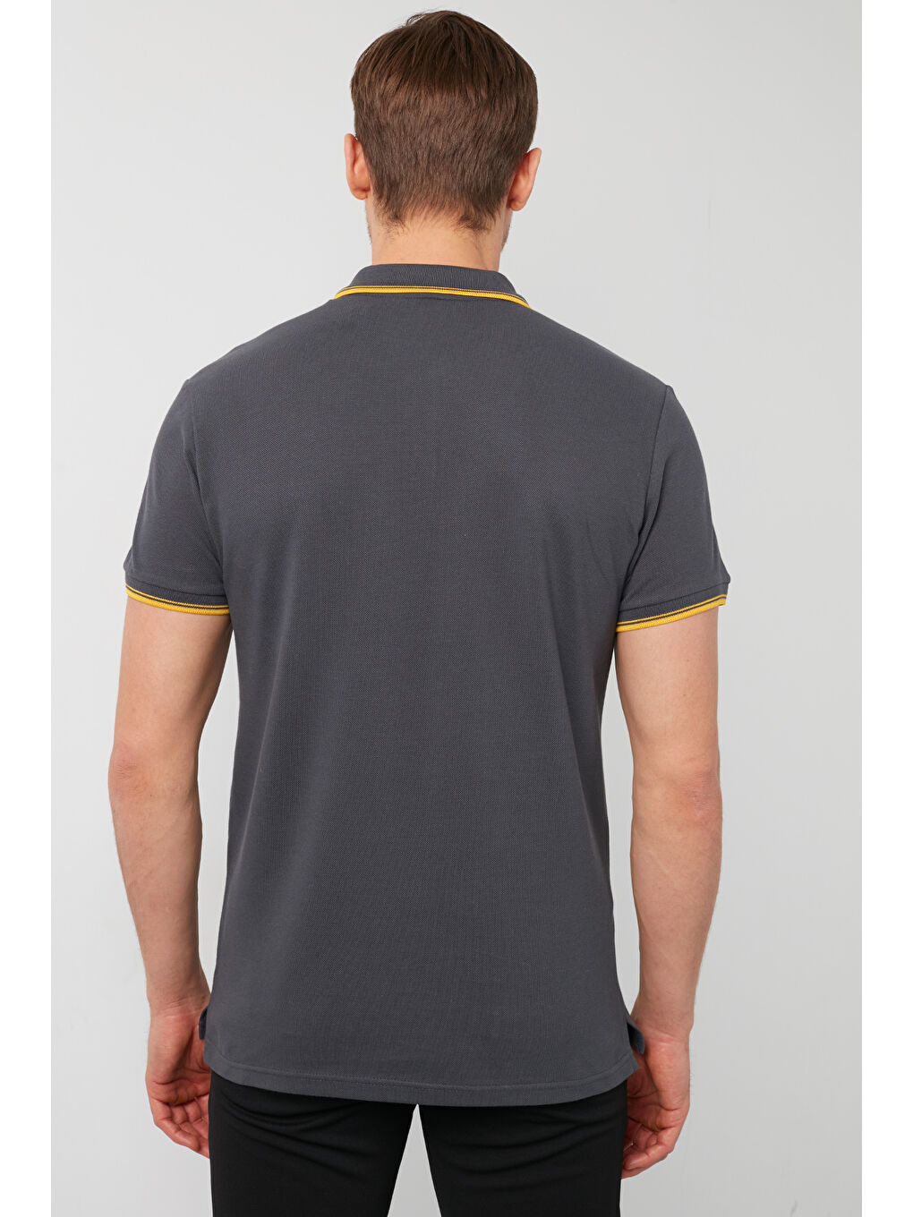 Siyah Pamuklu Slim Fit Şerit Detaylı Düğmeli Polo Yaka 3'lü Paket Tişört 5902118S3-4