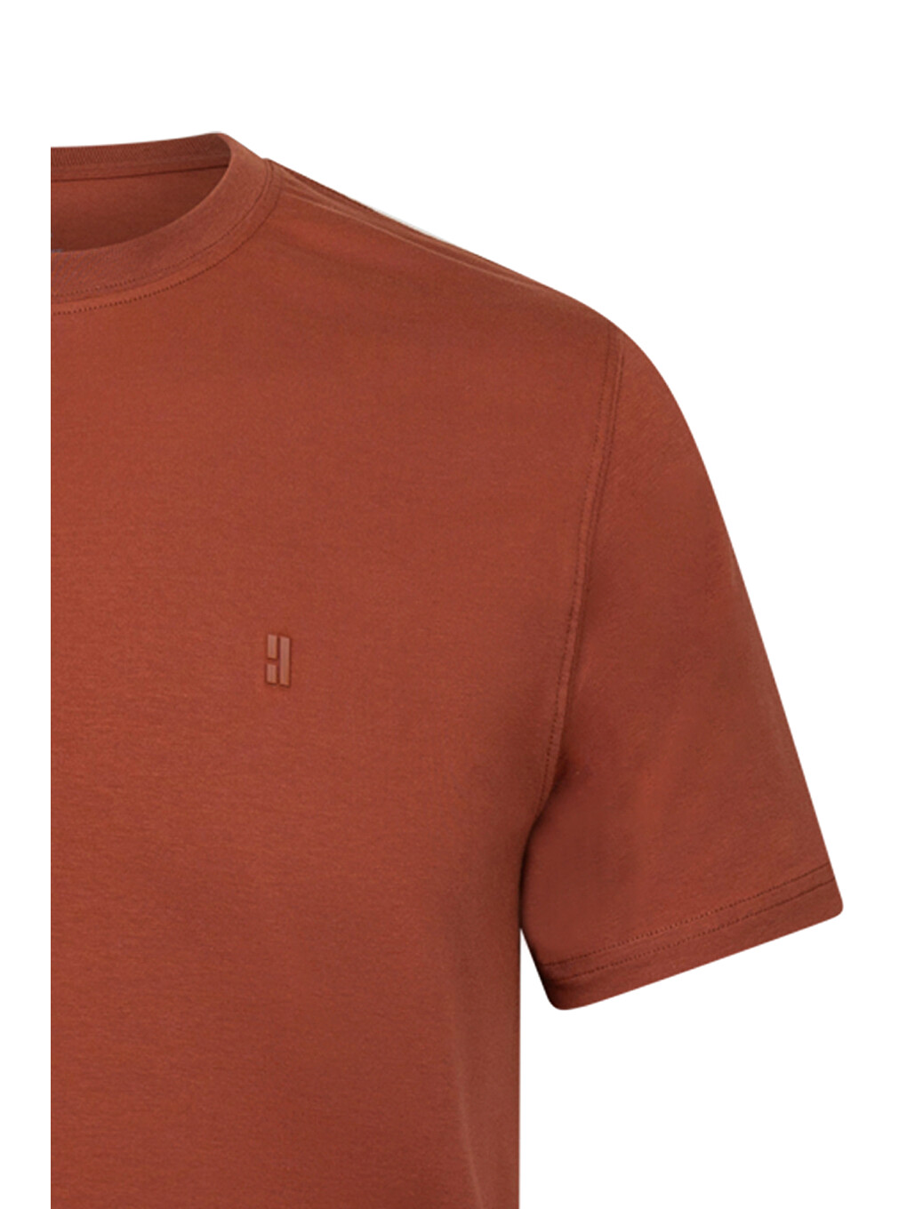 Kahverengi Regular Fit Bisiklet Yaka Pamuklu Basic Tişört-2