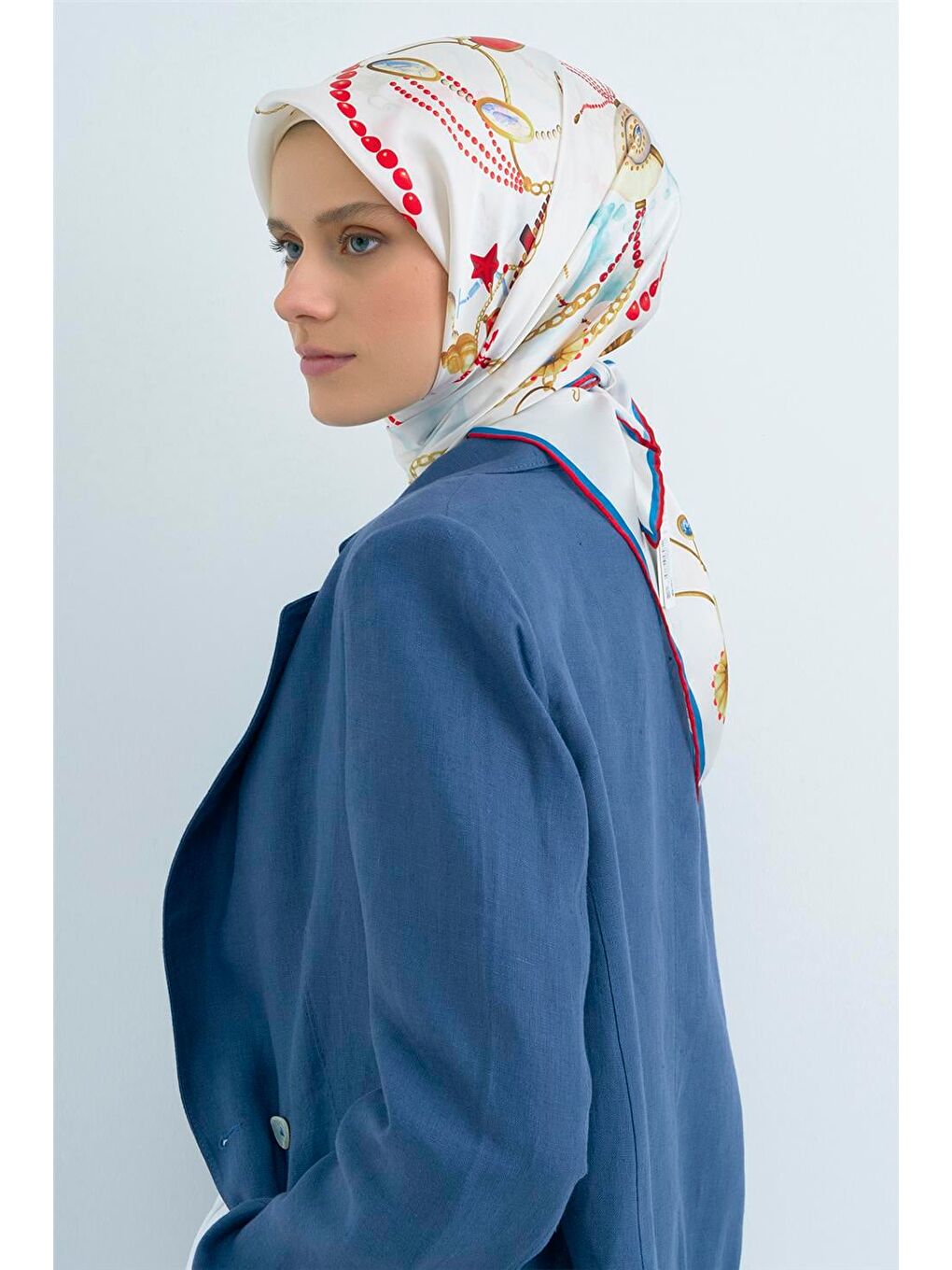 Beyaz Saf İpek Twill Eşarp 9527D 01-2