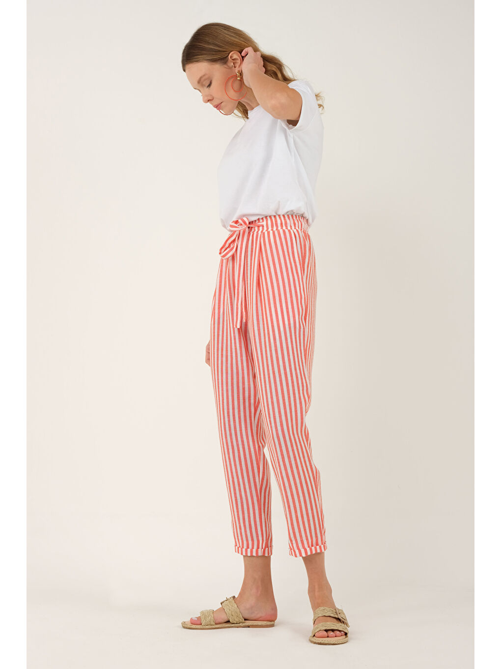 Kırmızı Çizgili Pantolon Nar Çiçeği-2