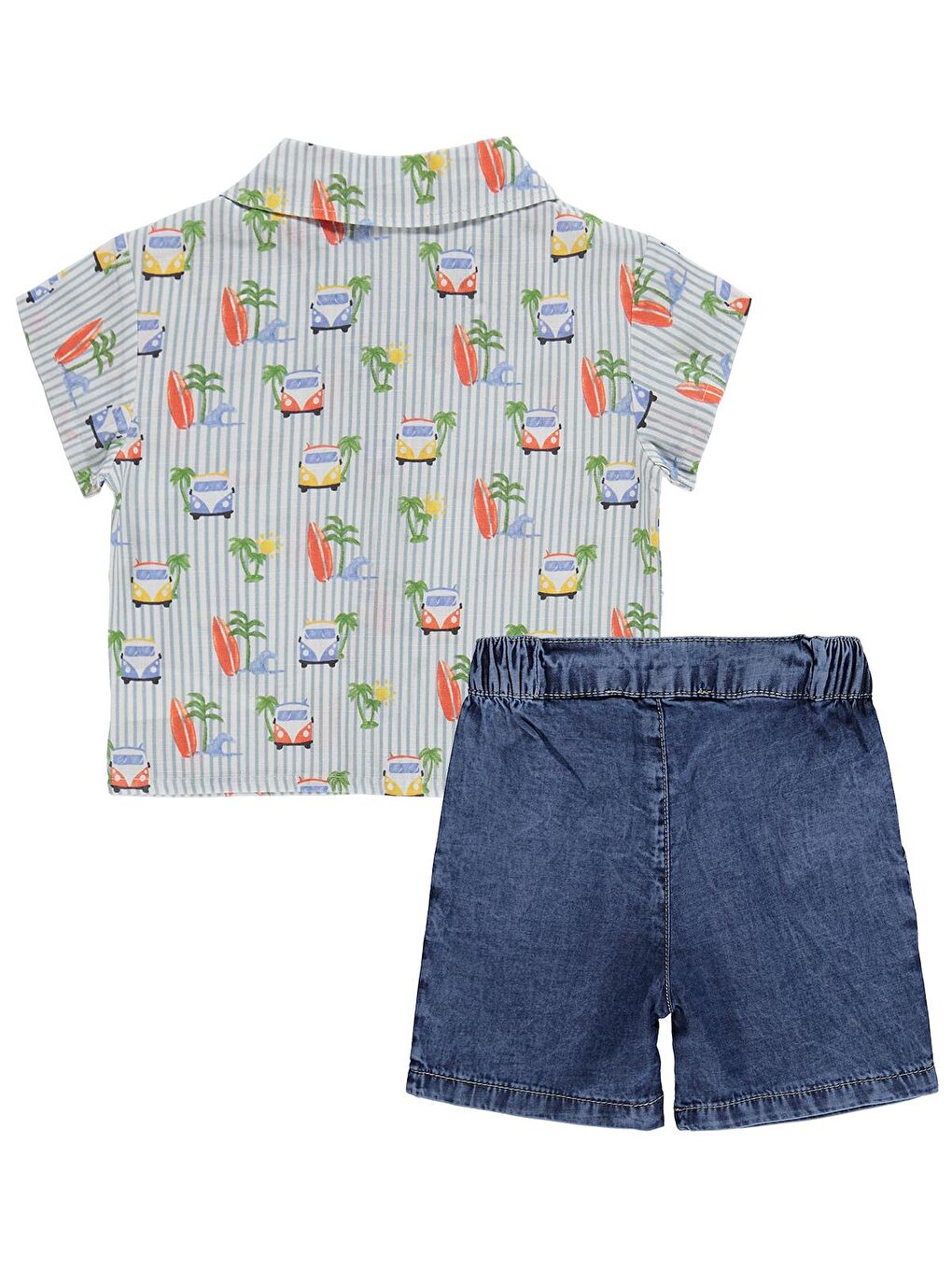 Baby Erkek Bebek Araba Empirme 6-18 Ay Takım - Mavi-1