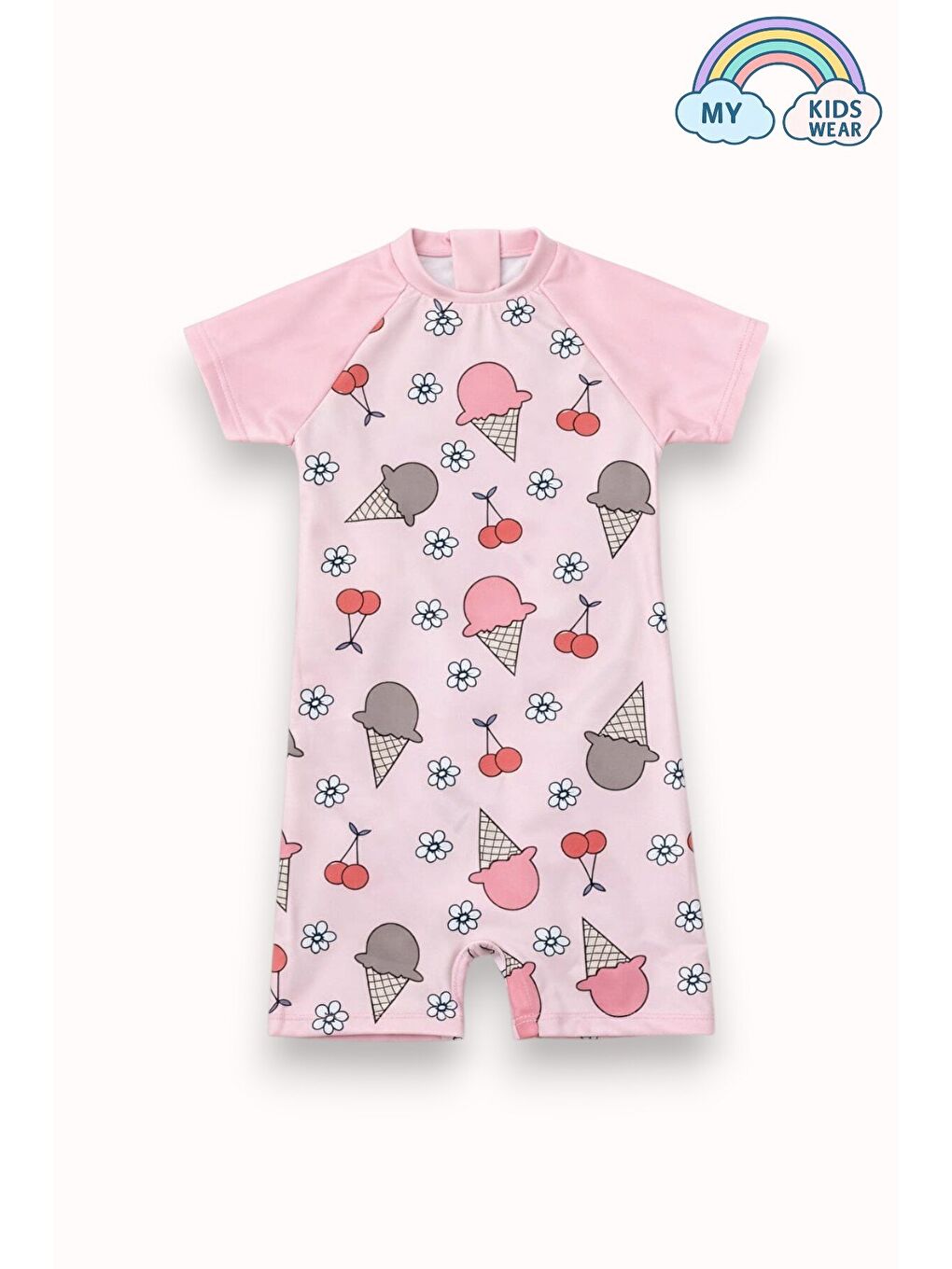 Pembe Kız Çocuk Deniz Kombini 3’lü Set – Mayo, Havlu ve Bone 12576-2