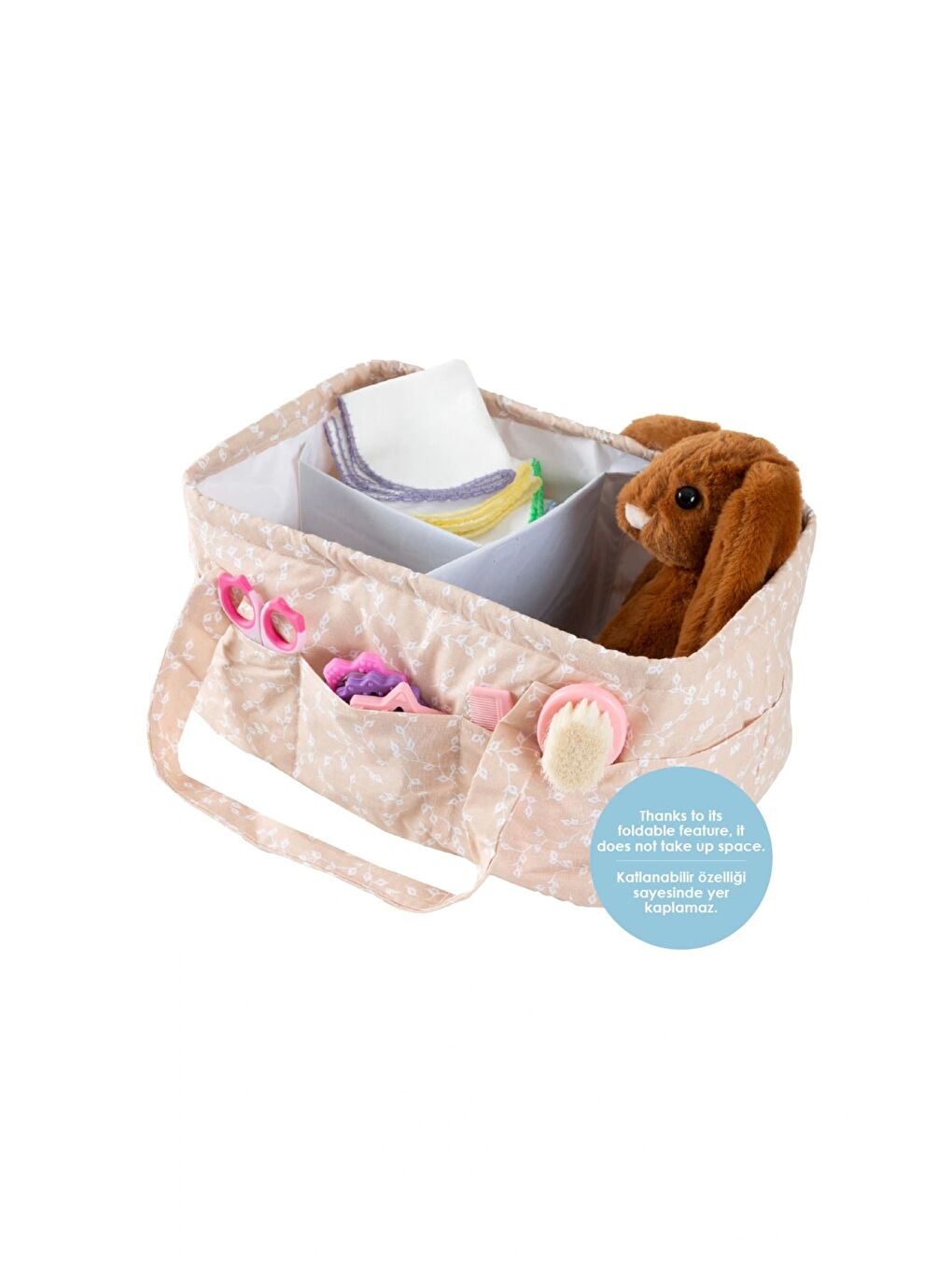 Katlamalı Anne & Bebek Organizer Somon Çiçek