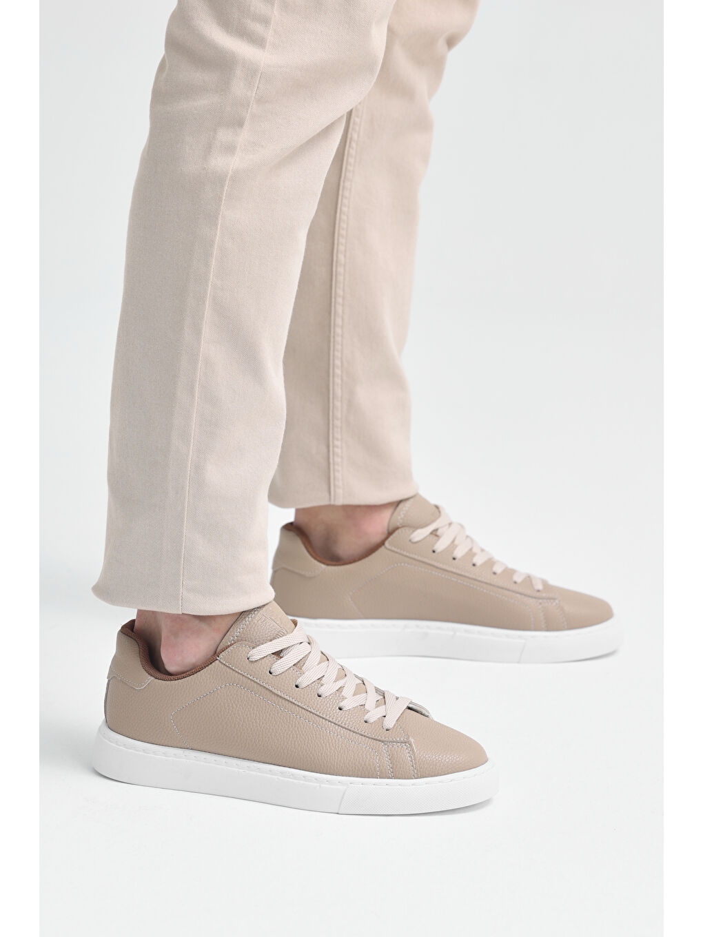 Erkek Bej Poli Taban Bağcıklı Günlük Spor Ayakkabı-4