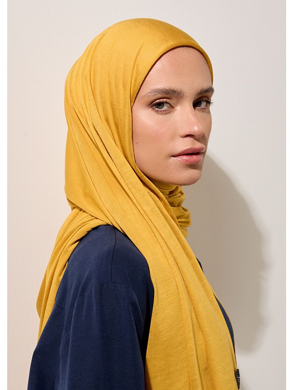 Sarı Tesettür Şal - Hardal Viskon-2