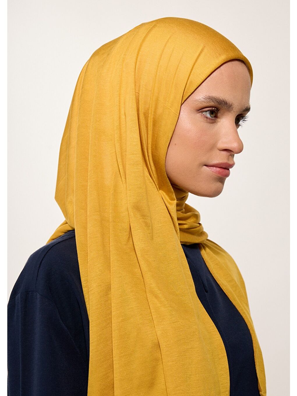 Sarı Tesettür Şal - Hardal Viskon-3
