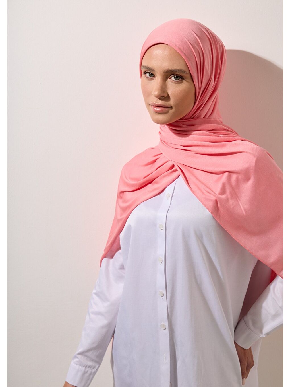 Pembe Tesettür Şal - Soğan Kabuğu Viskon-2