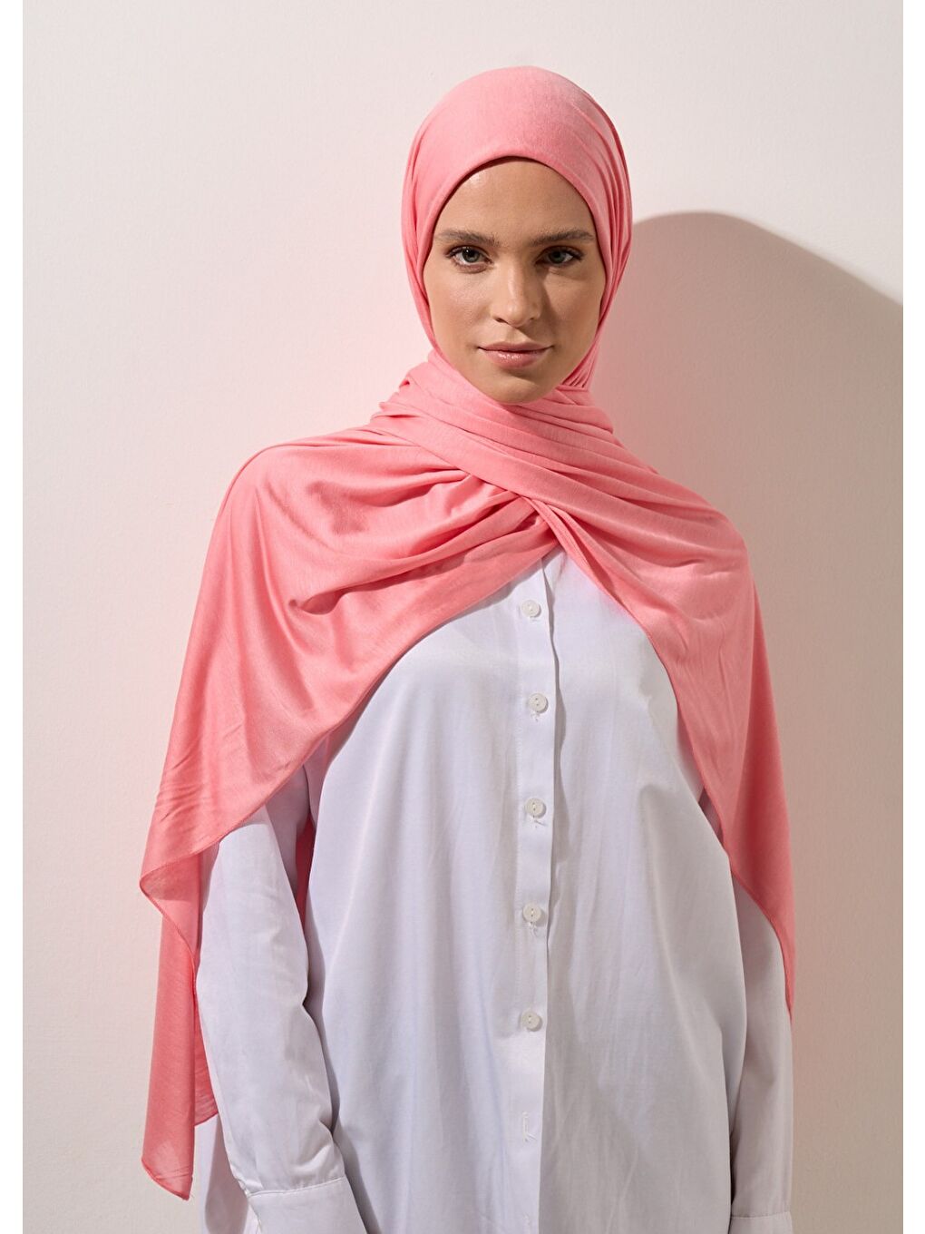 Pembe Tesettür Şal - Soğan Kabuğu Viskon-3