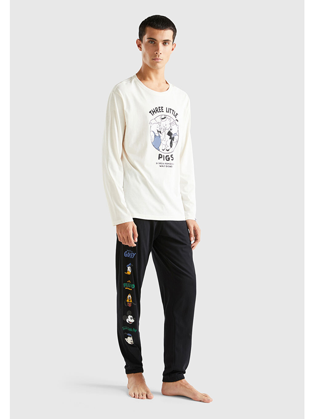 United Colors Of Benetton Ekru Erkek Krem Disney Baskılı Sweatshirt - 4