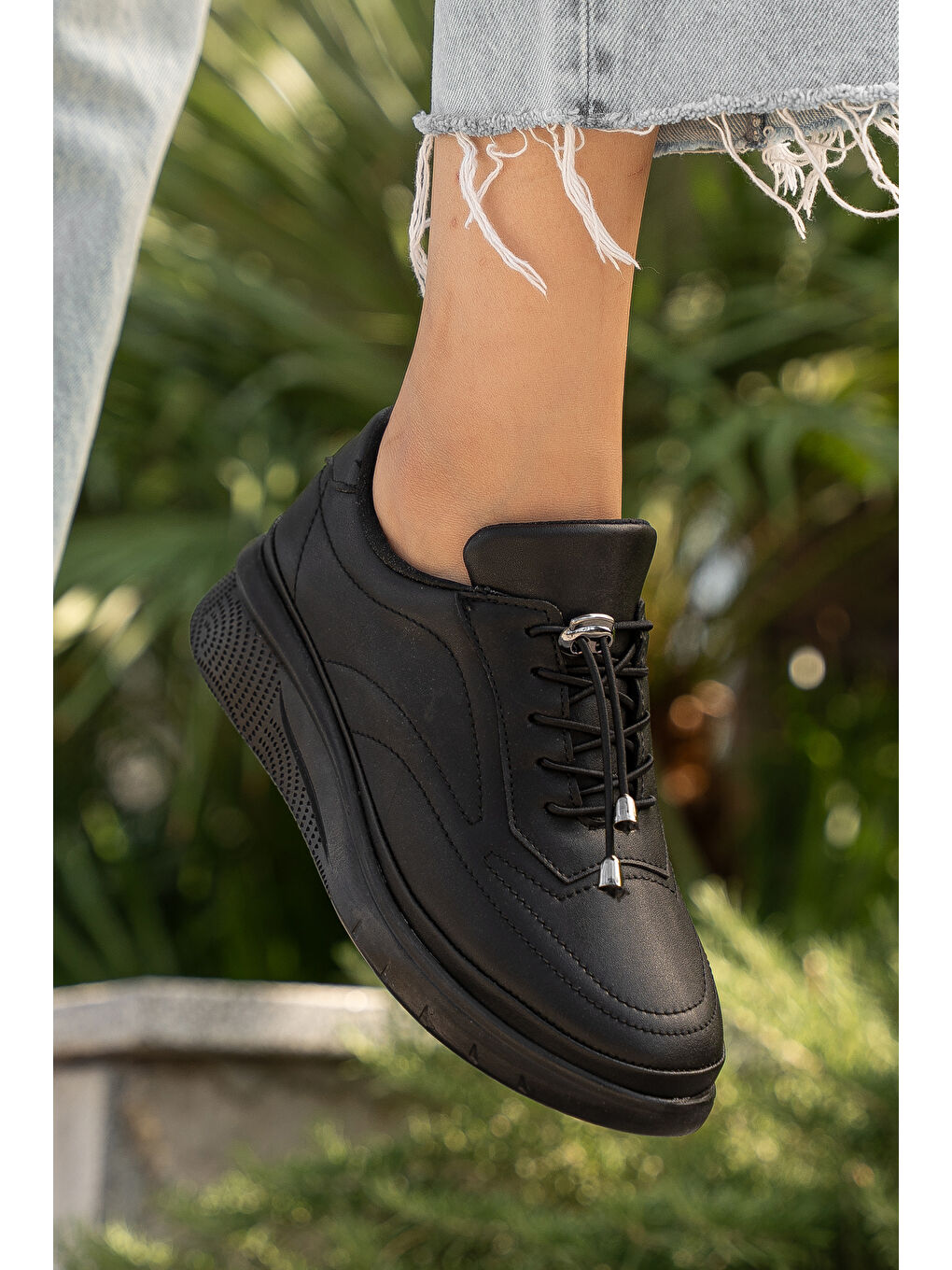 Siyah D1221 Günlük Ortopedik Kadın Sneaker Spor Ayakkabı-3