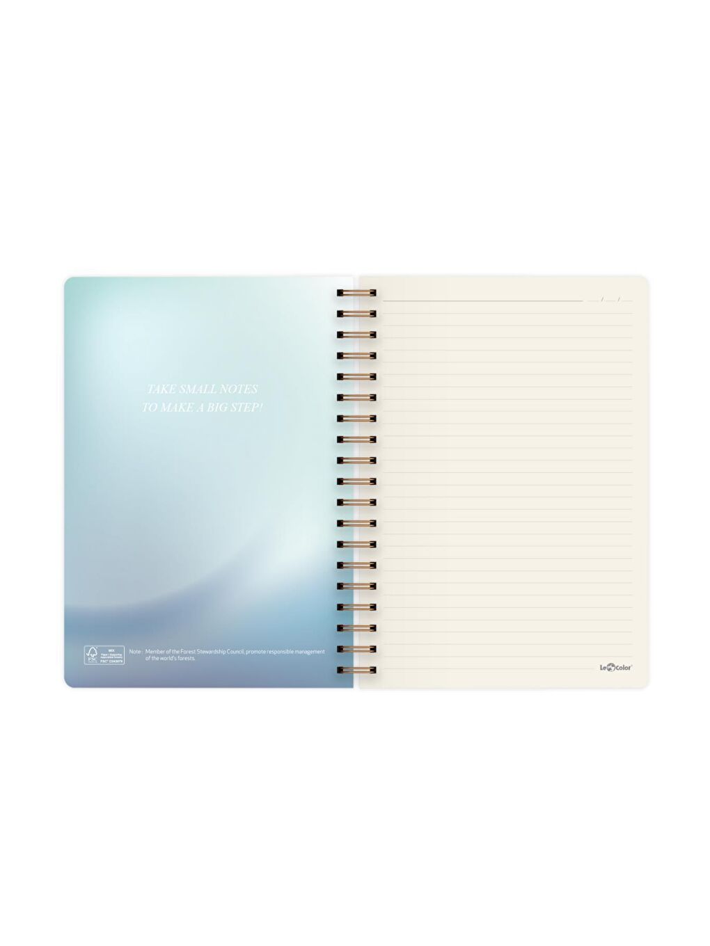 LE COLOR Karışık Marble Spiralli Defter Çizgili Rise 17x24 cm - 1