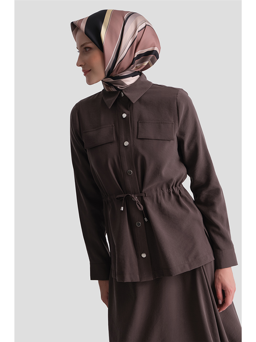 Kahverengi Modal Beli Büzgülü Takım Acı Kahve-2