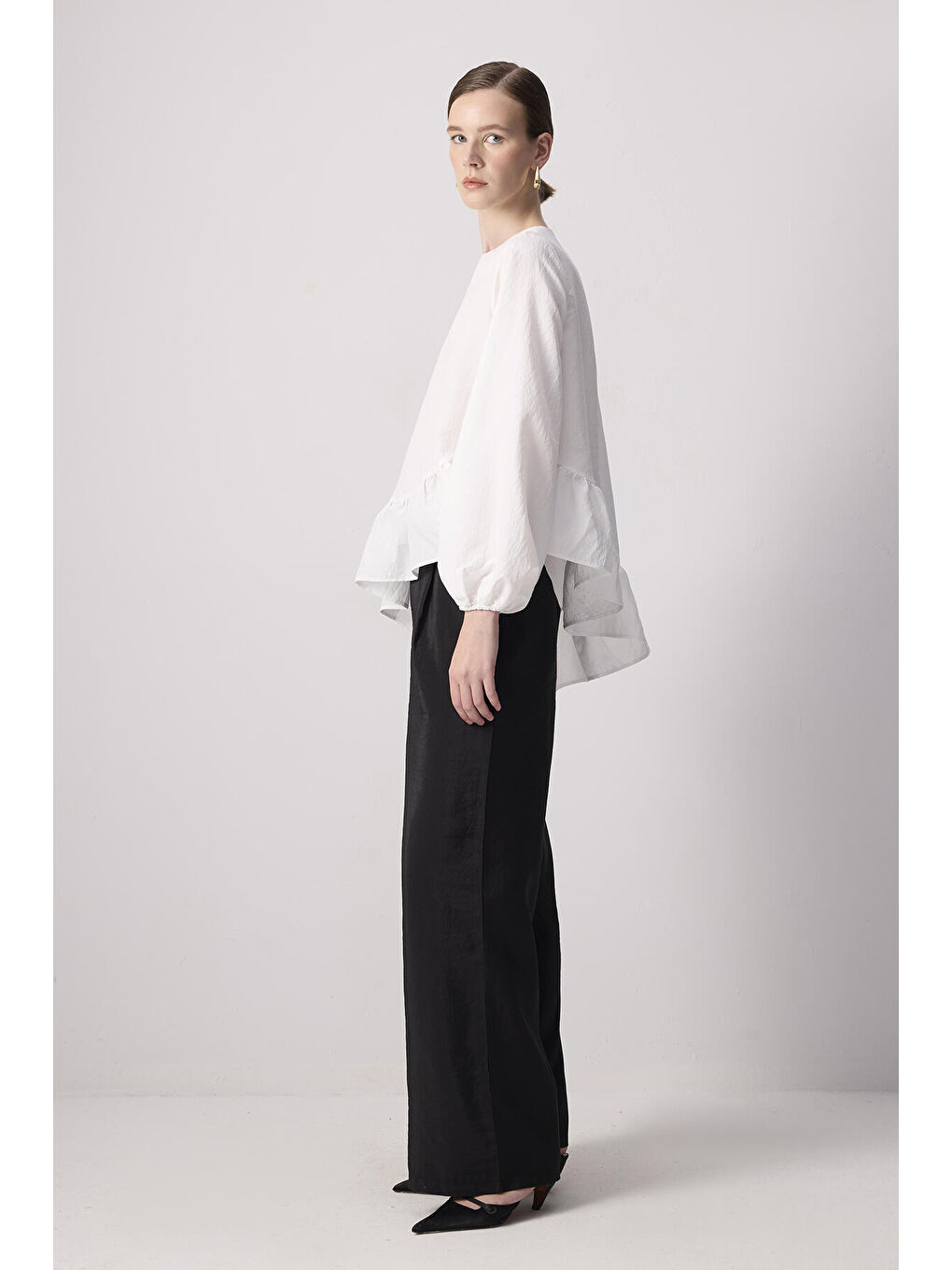 Beyaz Pileli Kupra Bluz-2