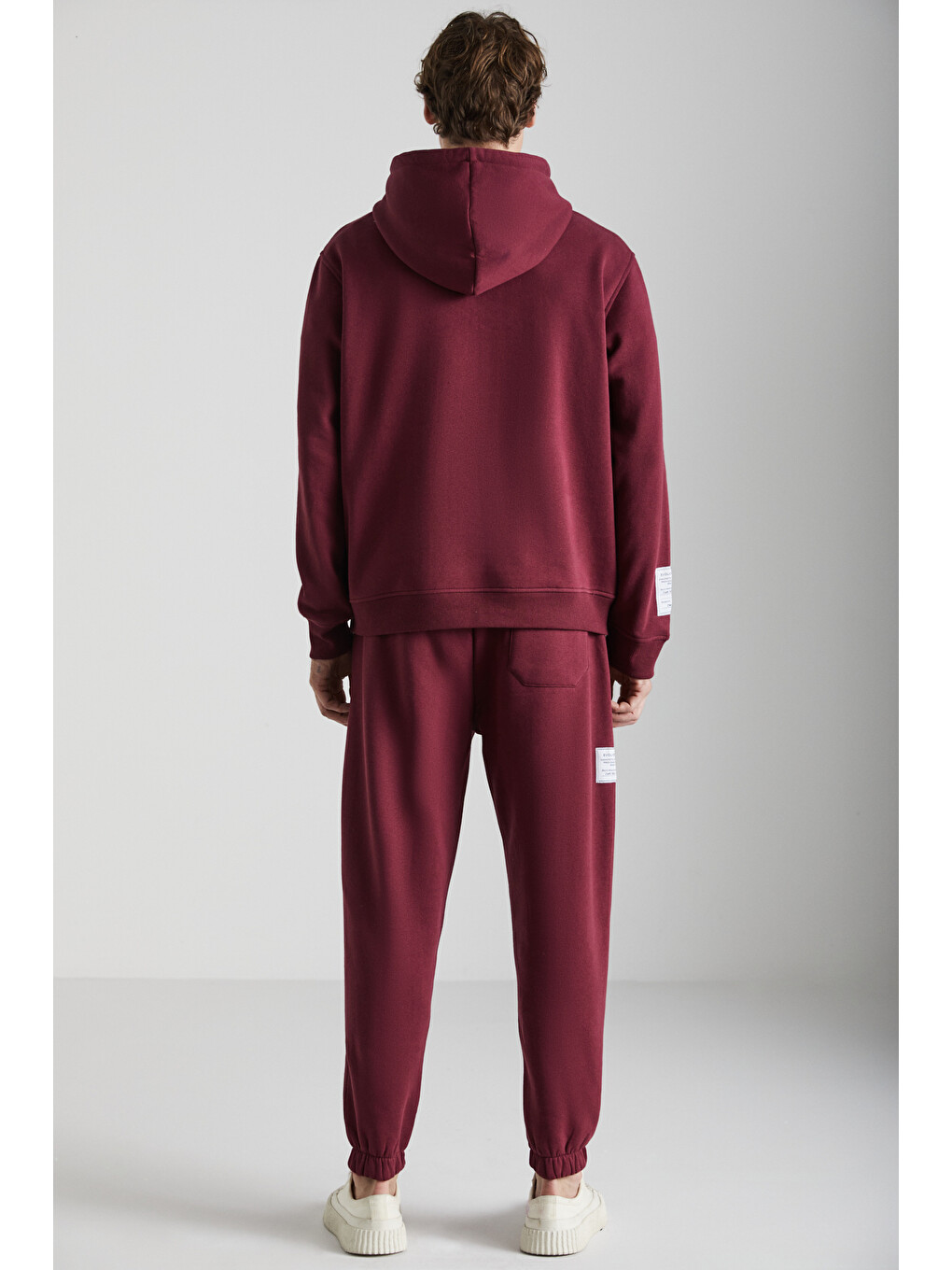 Ashbourne Erkek Oversize Fit Kanguru Cepli Lastikli Paça Kol Etiket Detaylı Bordo Eşofman Takımı-6