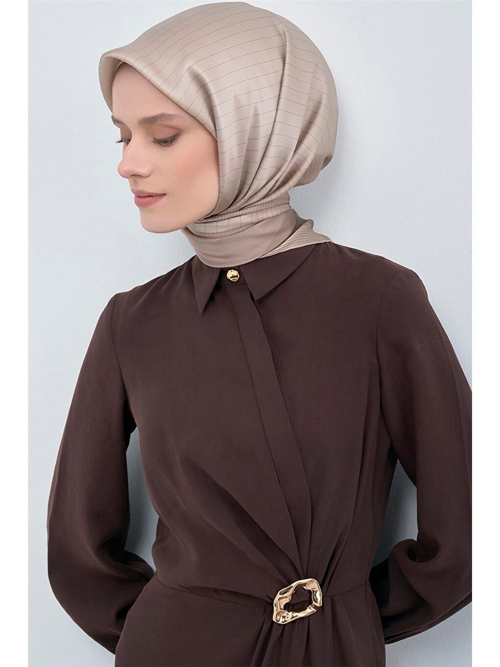 Bej Saf İpek Twill Eşarp 9526D 82-2