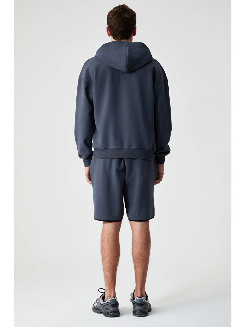 Ralf Erkek Kapüşonlu Uzun Kol Baskı Detaylı Fermuarlı Oversize Antrasit Sweatshirt-5