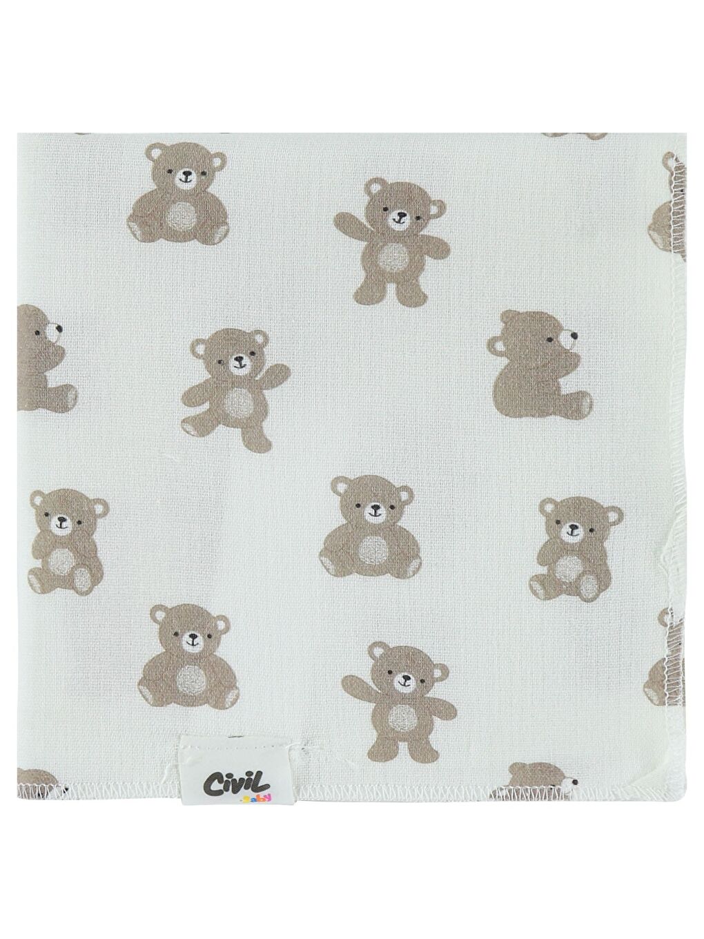Baby Ayıcık Baskılı Müslin 75*75 Battaniye - Bej-1