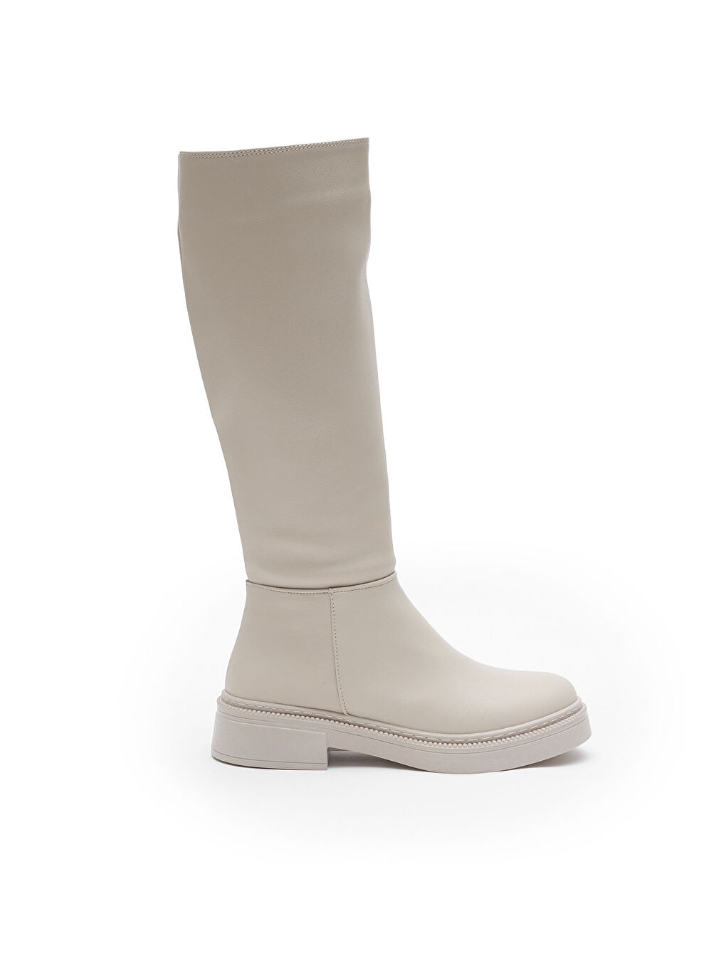 Kadın Bej Cilt Kalın Termo Taban Fermuarlı Çizme