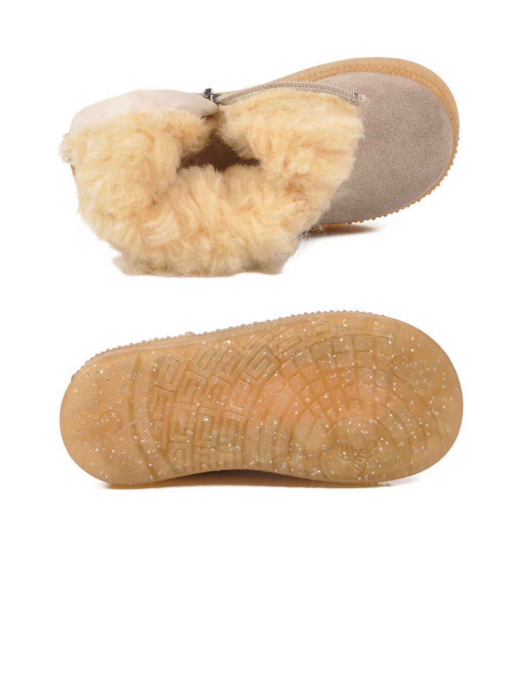 Bej Vizon İçi Kürklü Fermuarlı Bebek Bot 1212 B-4