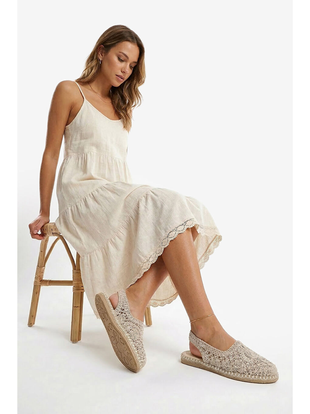 Bej Kadın BEJ-TEN RENGİ Arkası Açık Günlük Ayakkabı-2