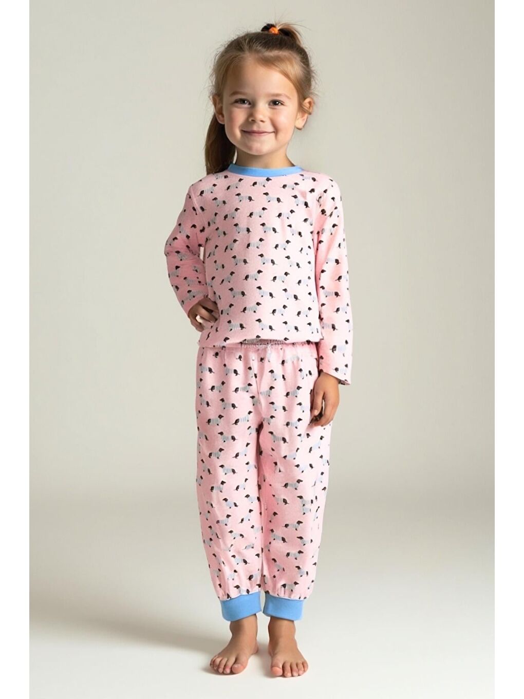 Unisex Çocuk Desenli Pijama Takımı - Pembe