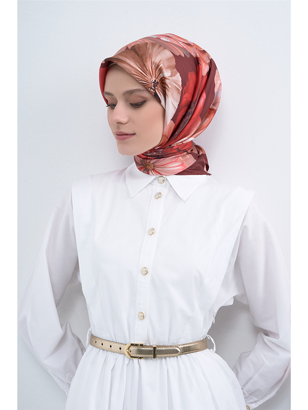 Bordo Saf İpek Sura Eşarp 9503D 32-1