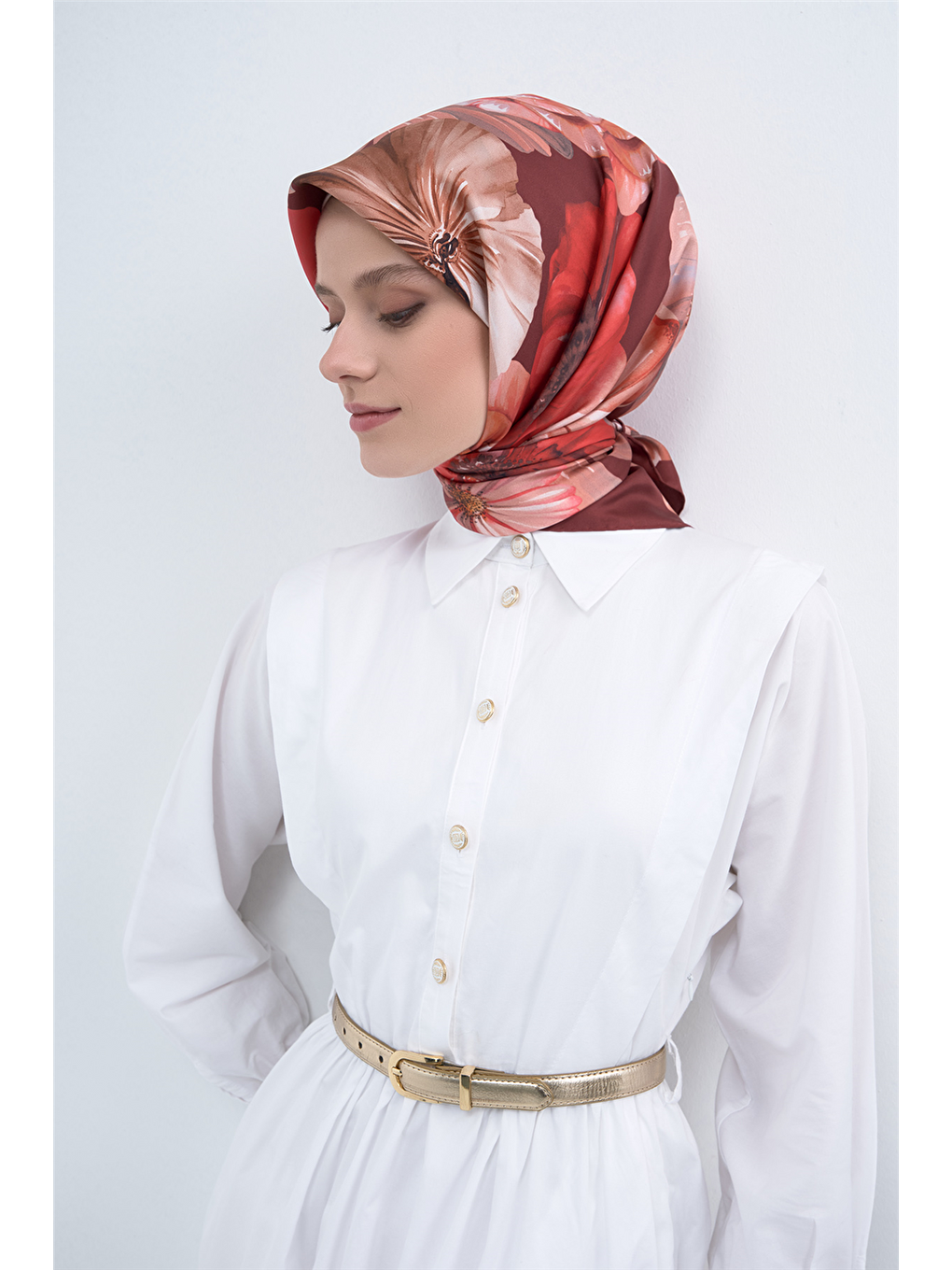 Bordo Saf İpek Sura Eşarp 9503D 32-2