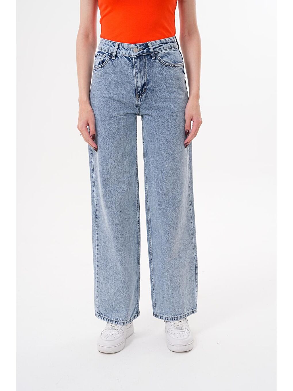 Kadın Palazzo Salaş Paça Süper Yüksek Bel Jean Pantolon Mavi