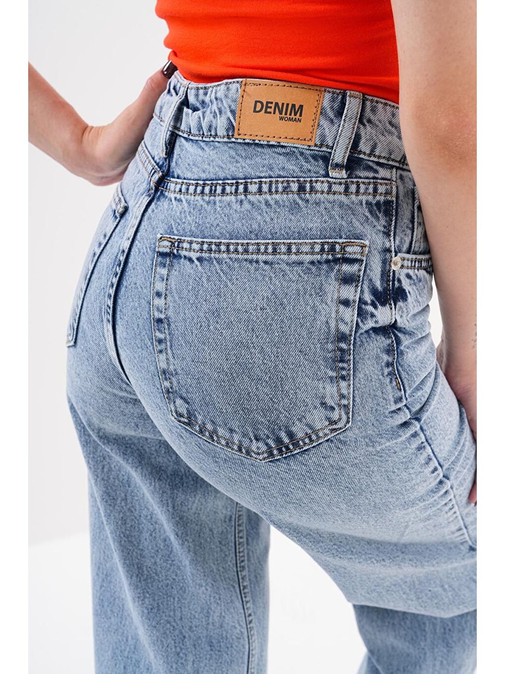 Kadın Palazzo Salaş Paça Süper Yüksek Bel Jean Pantolon Mavi-5