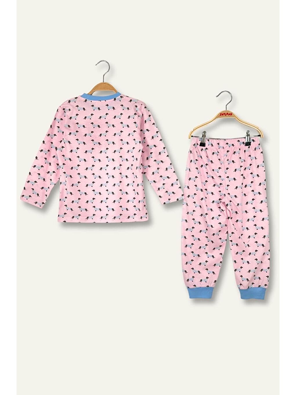 Unisex Çocuk Desenli Pijama Takımı - Pembe-3