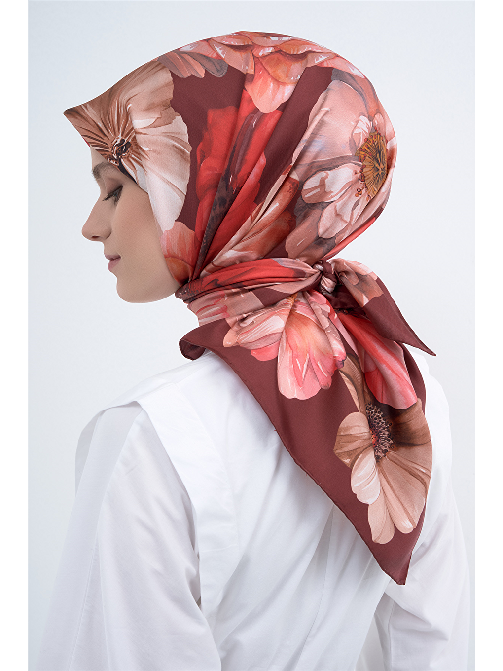 Bordo Saf İpek Sura Eşarp 9503D 32-3