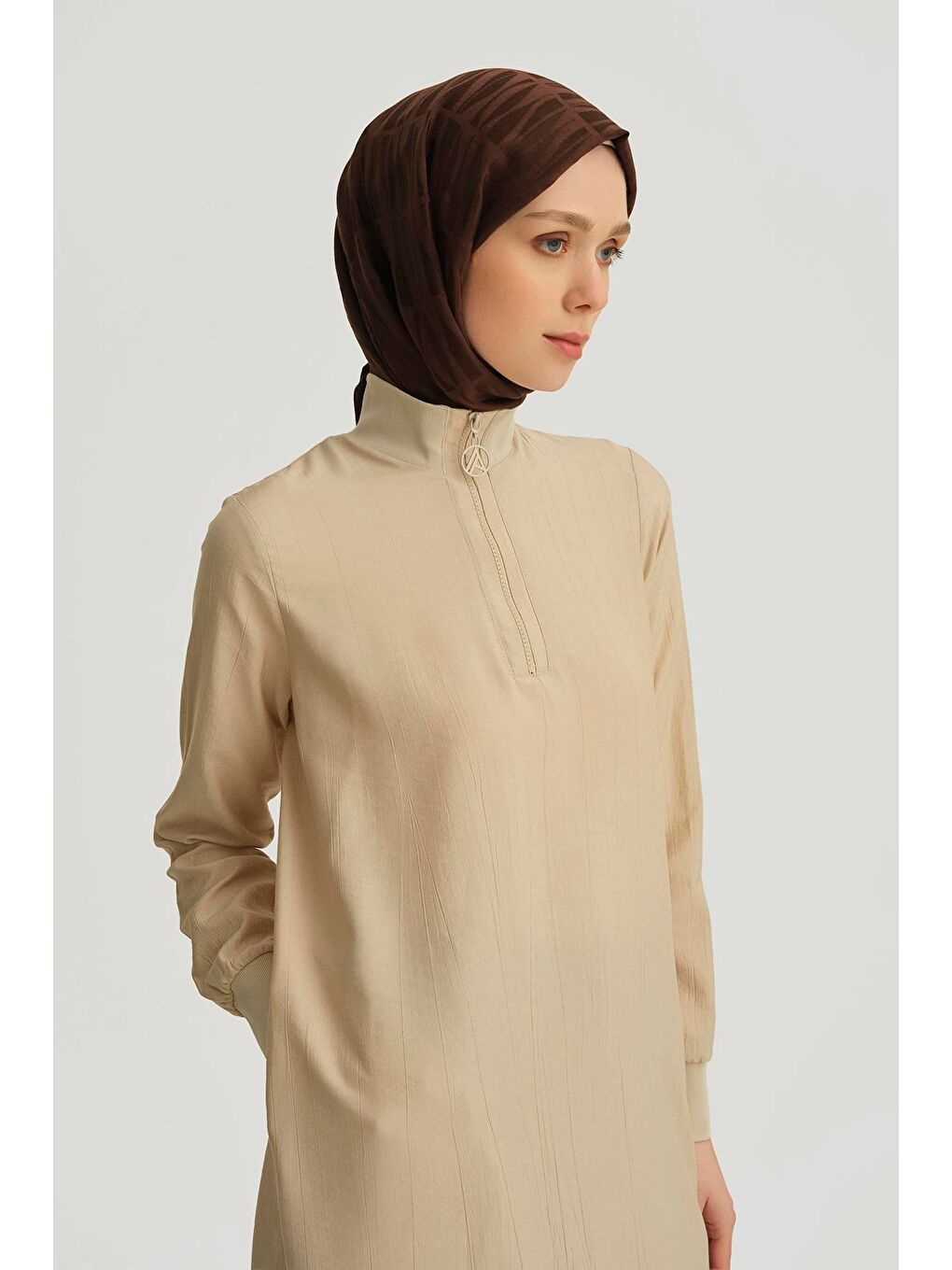 Fermuar Detaylı Tunik 25Yt433 Bej-1