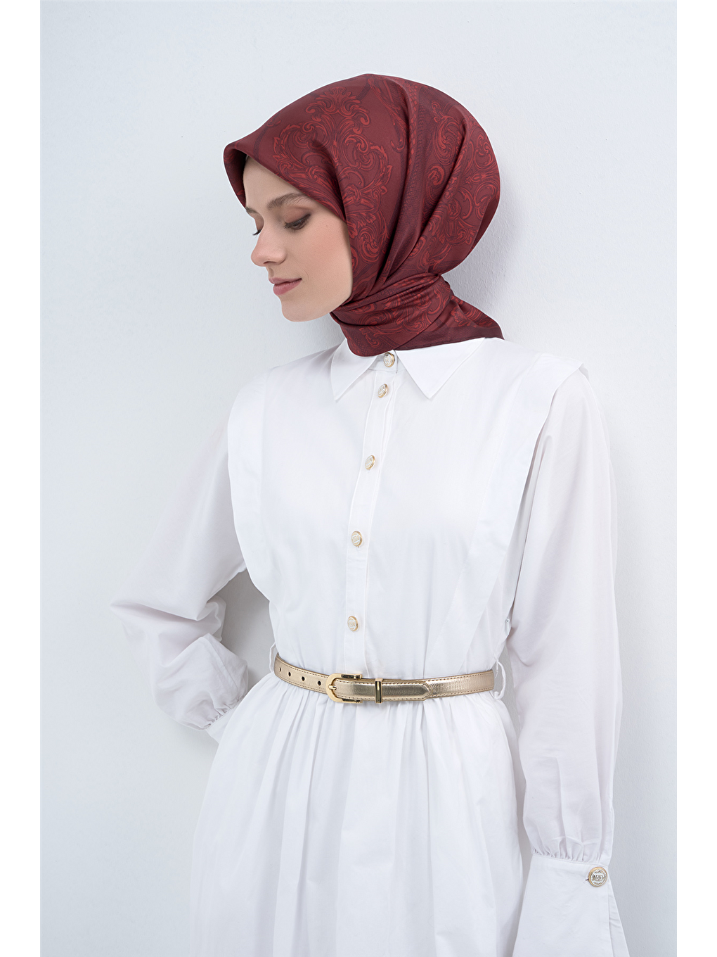 Bordo Saf İpek Twill Eşarp 9537D 50