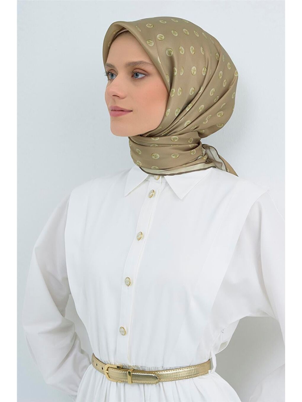 Haki Saf İpek Sura Eşarp 9544D 34-2