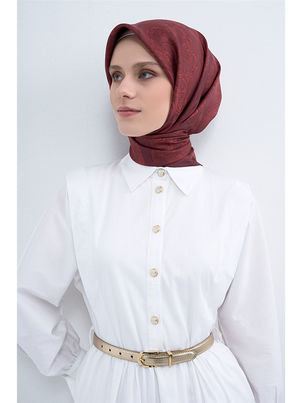 Bordo Saf İpek Twill Eşarp 9537D 50-2