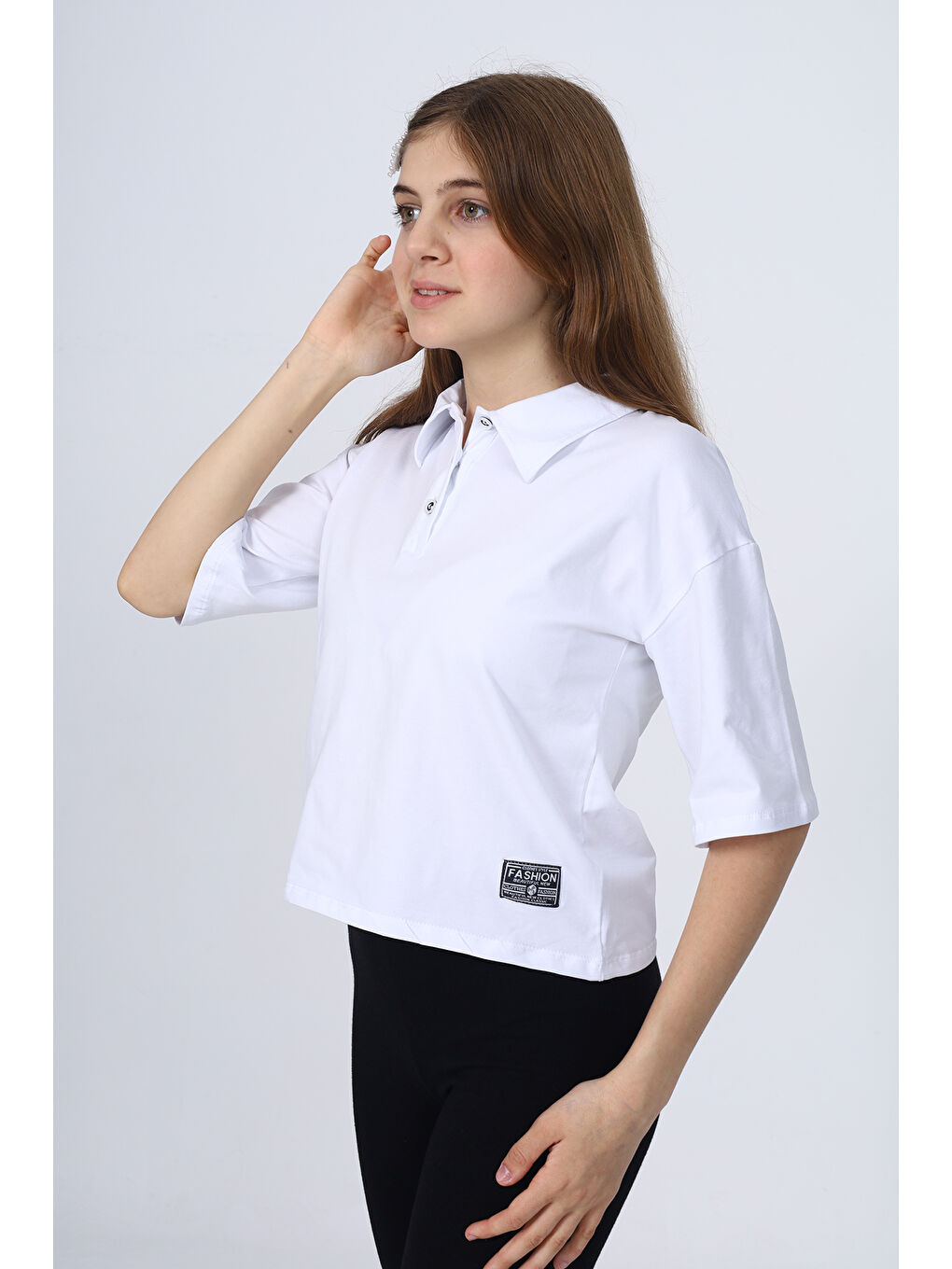 Beyaz Kız Çocuk Okul Tişört-1