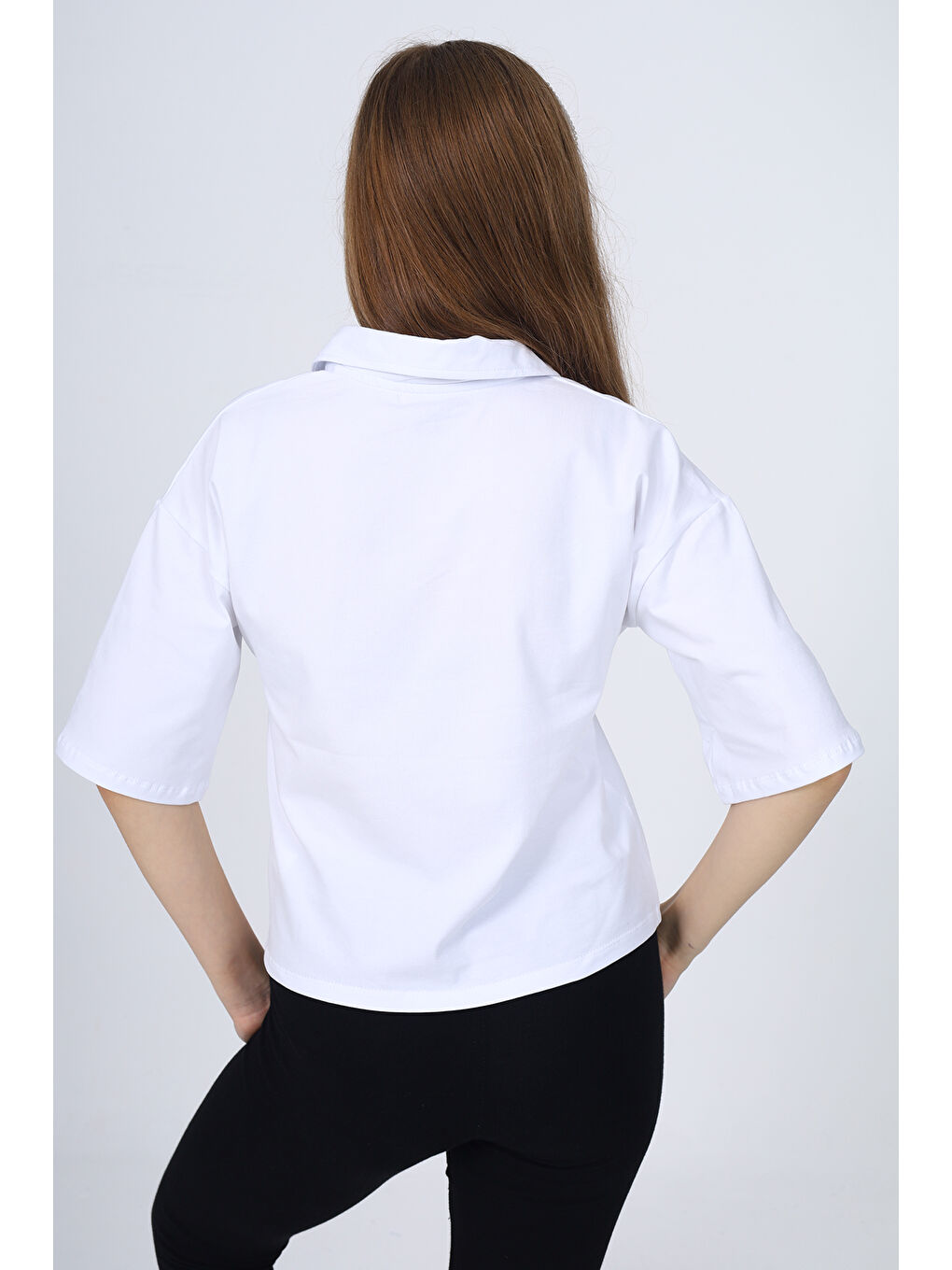 Beyaz Kız Çocuk Okul Tişört-2