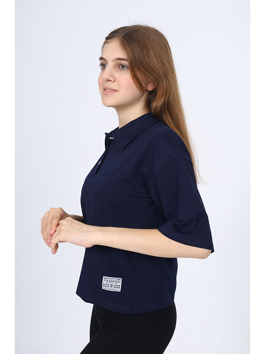 Lacivert Kız Çocuk Okul Tişört-1