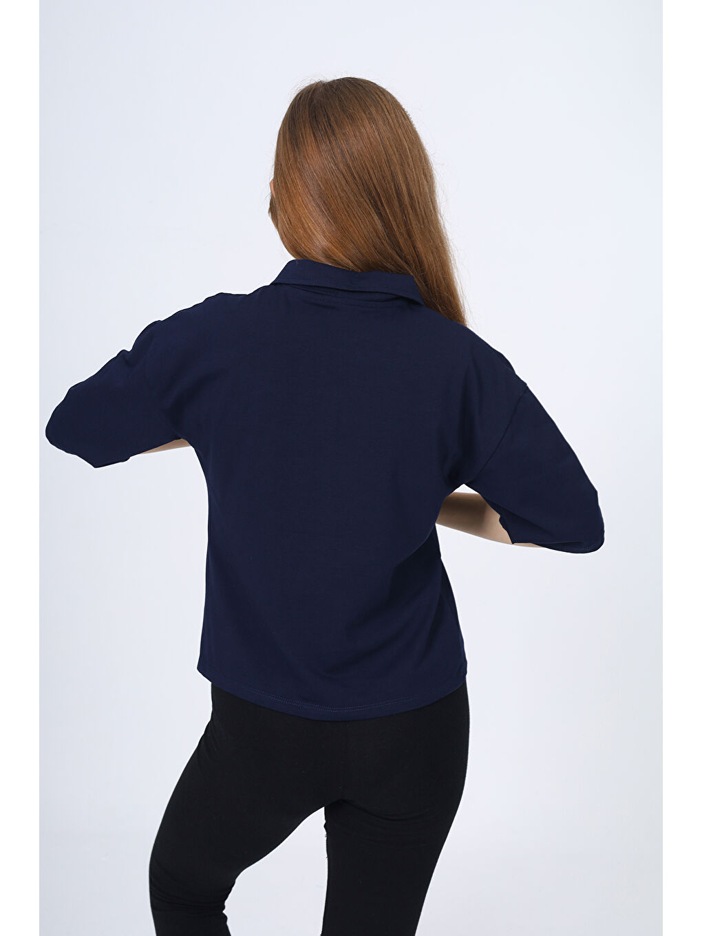 Lacivert Kız Çocuk Okul Tişört-3