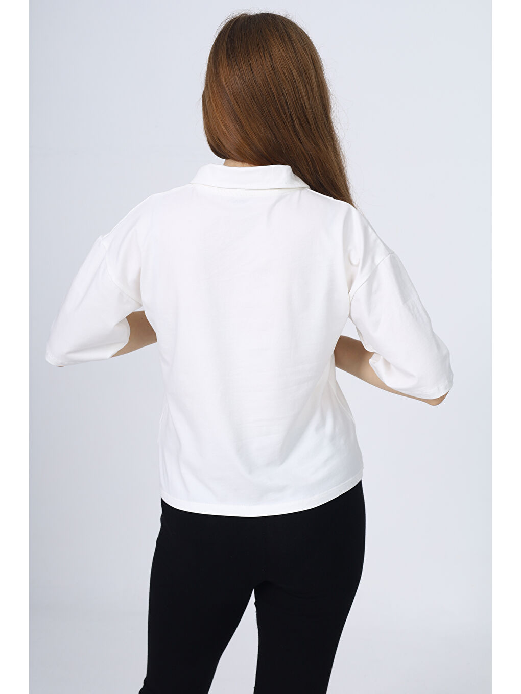 Ekru Kız Çocuk Okul Tişört-3