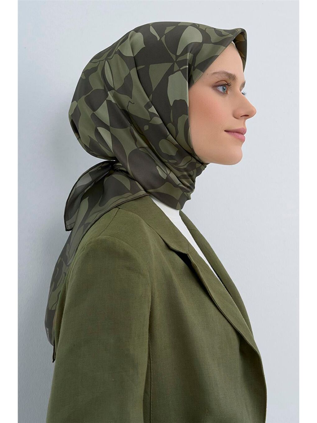 Haki Saf İpek Sura Eşarp 9551D 53-2