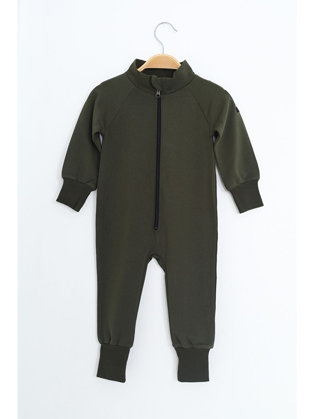 Haki Erkek Çocuk Kolu Arma Detaylı Tulum-1