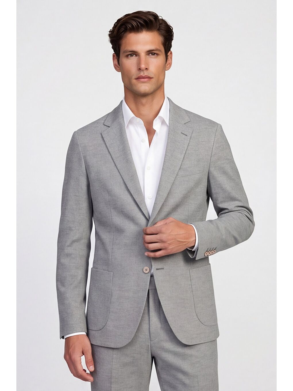 Bej Giotelli Erkek Taş Dar Kesim Slim Fit Viskon Armürlü Klasik Yaka 6 Drop Takım Elbise-1