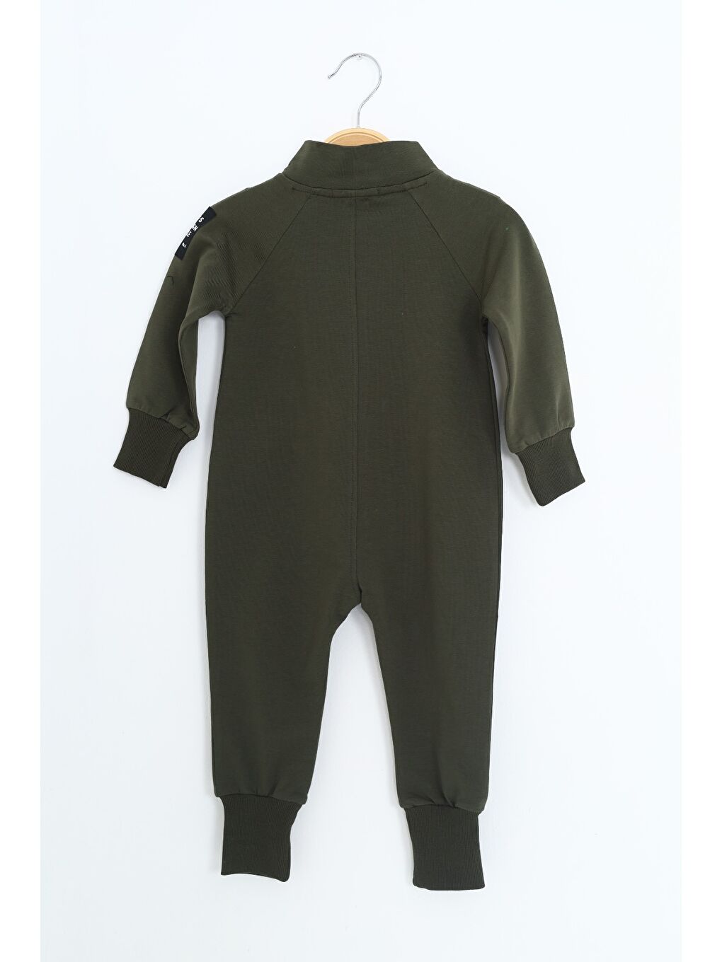 Haki Erkek Çocuk Kolu Arma Detaylı Tulum-3