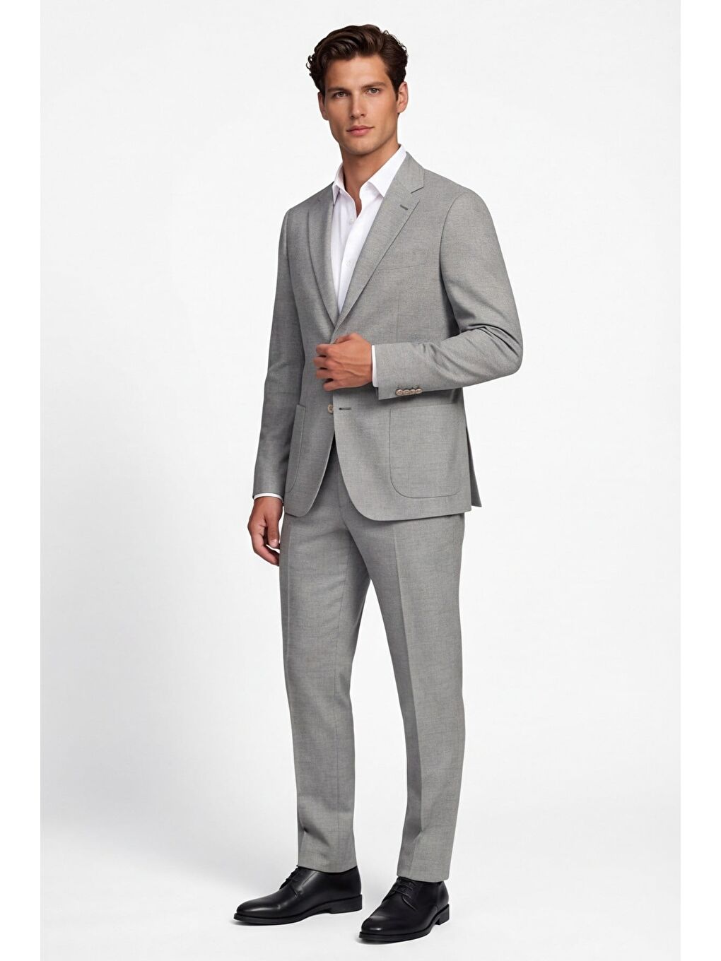 Bej Giotelli Erkek Taş Dar Kesim Slim Fit Viskon Armürlü Klasik Yaka 6 Drop Takım Elbise-4