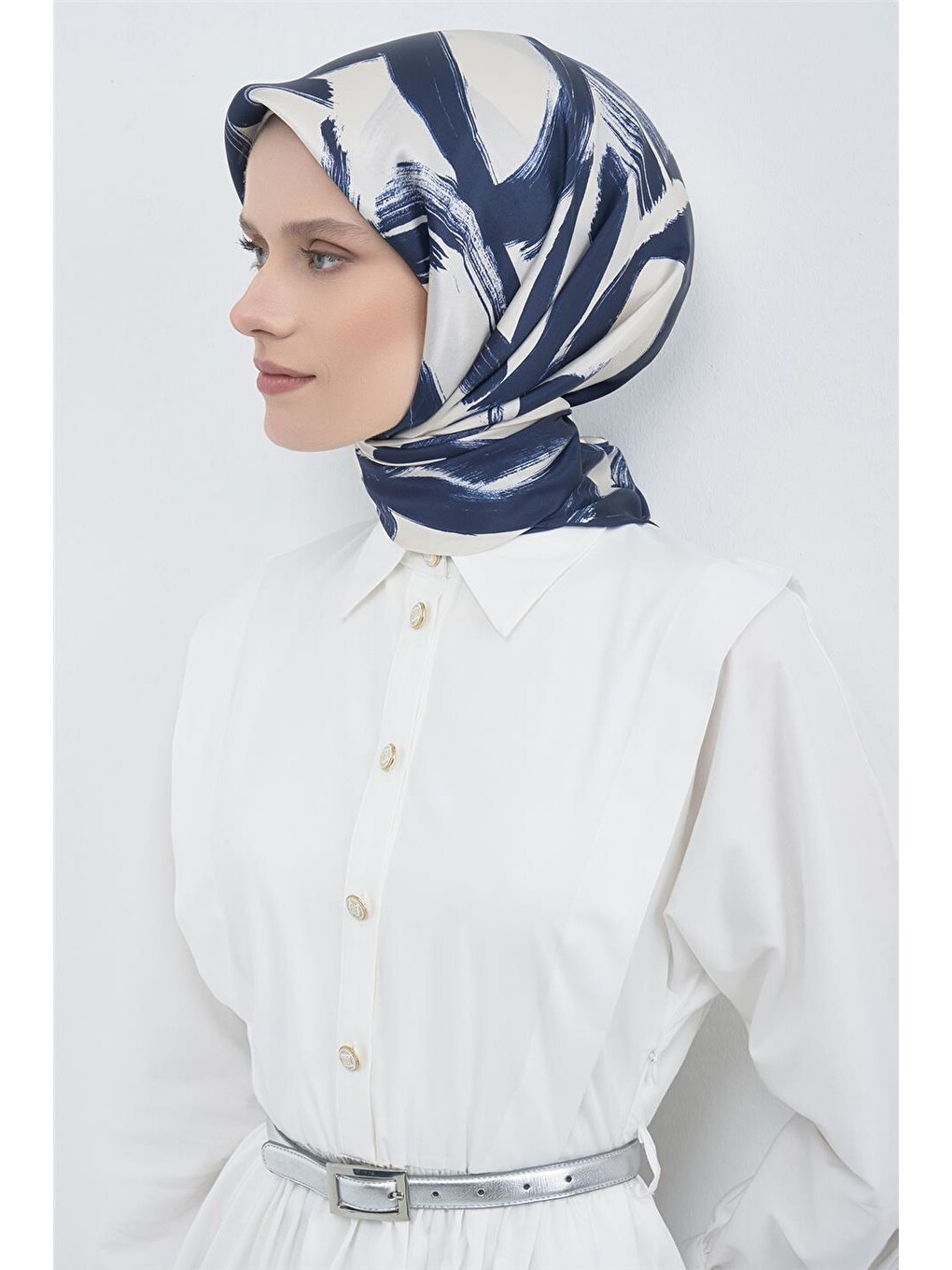 İndigo Saf İpek Sura Eşarp 9555D 02-1